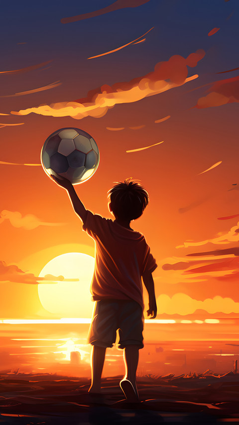 A boy lifts a football in the sunset screenshot
