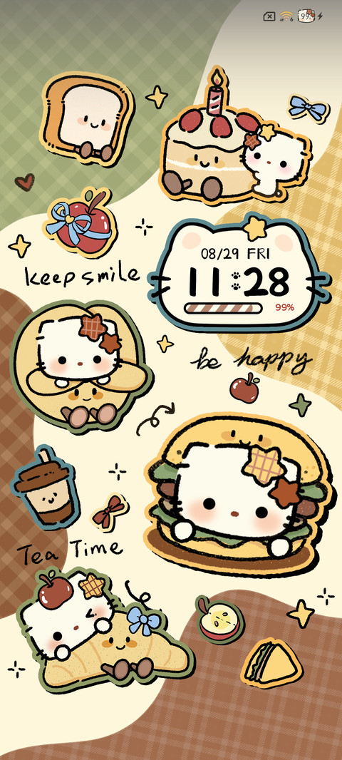 复古食物小猫涂鸦 screenshot