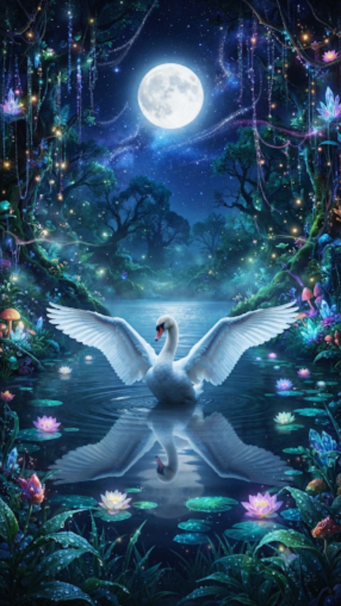 Swan on a Magical Lake screenshot