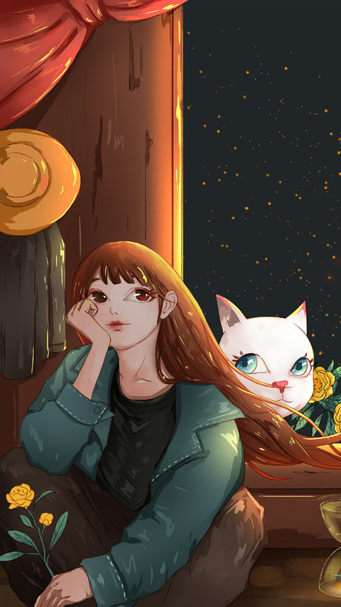 Girl And Cat Snuggle Together screenshot