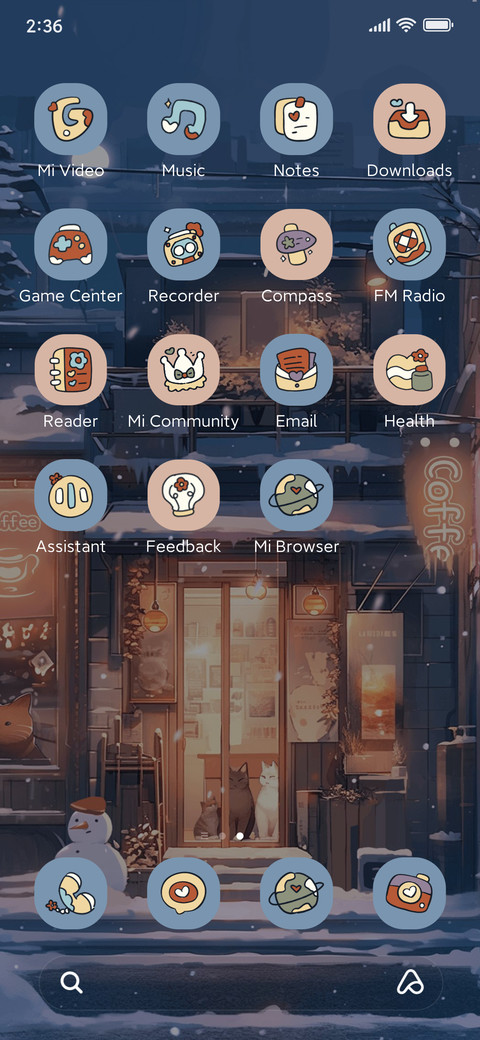 Winter coffee cat screenshot