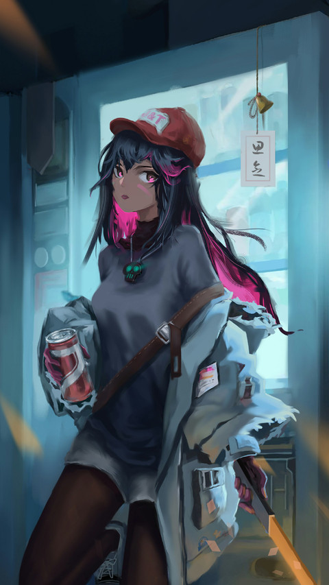 Cool Girl Leaning on The Vending Machine screenshot