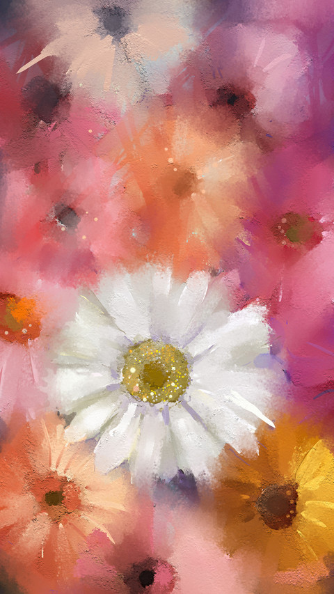 Flowers in spring oil painting colors screenshot