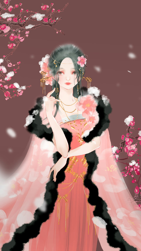 Woman in A Long Dress With Flowers on Her Head screenshot