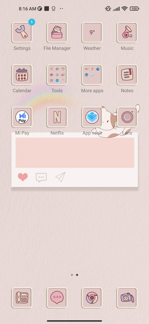 Warm message screenshot