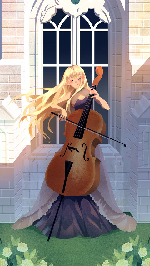 The Woman with Long Blond Hair Playing the Cello screenshot