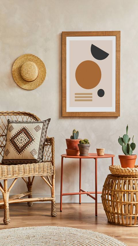 Living Room with Chair, table and Hanging Decorations screenshot