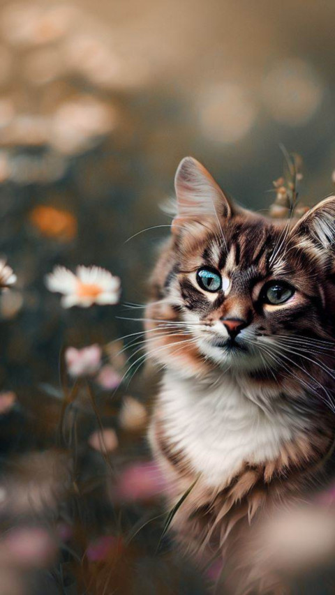 Cat in a flower field screenshot