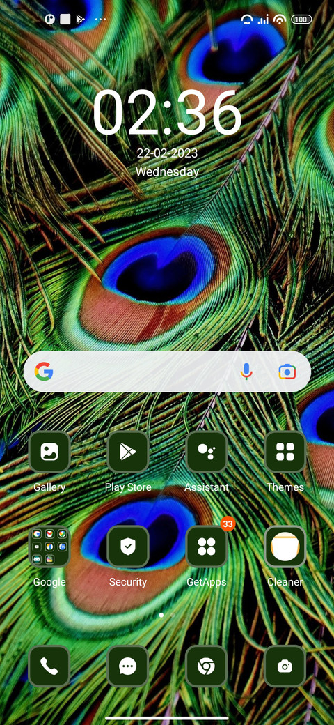 Peacock feathers screenshot