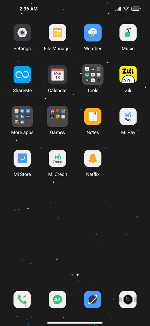 Simple starry sky screenshot