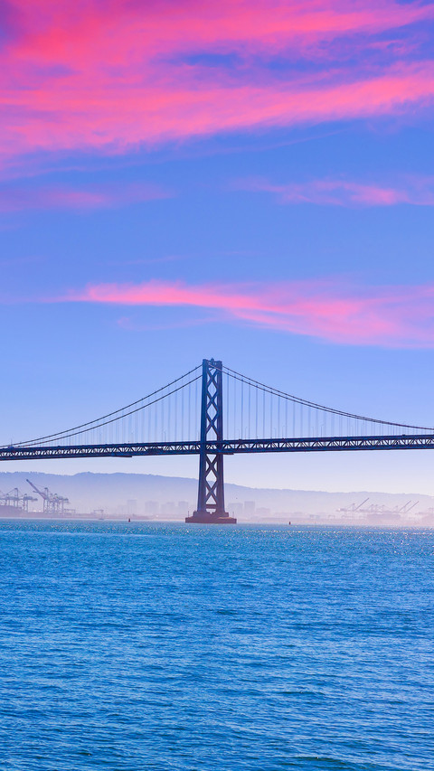 San Francisco Bay bridge from Pier 7 sunset in California screenshot