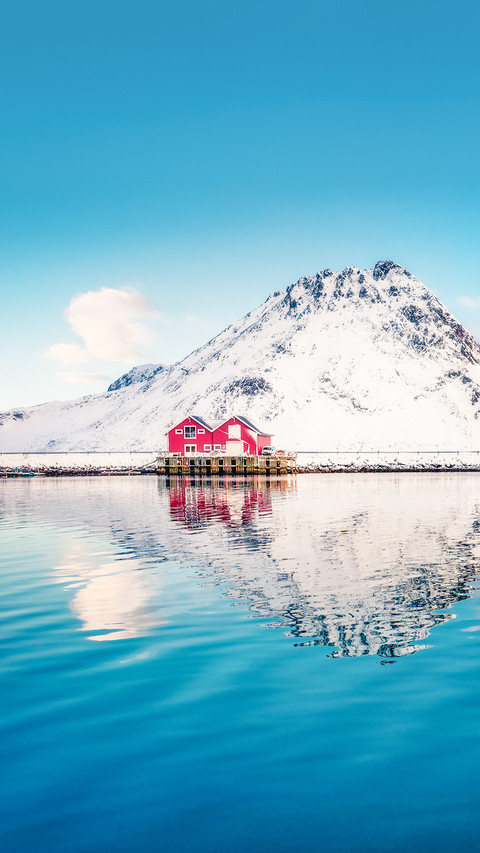 Gorgeous winter sunrise on small fishing village screenshot