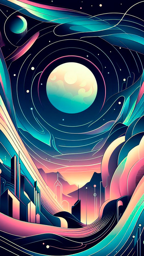 abstract colorfull IA planet screenshot