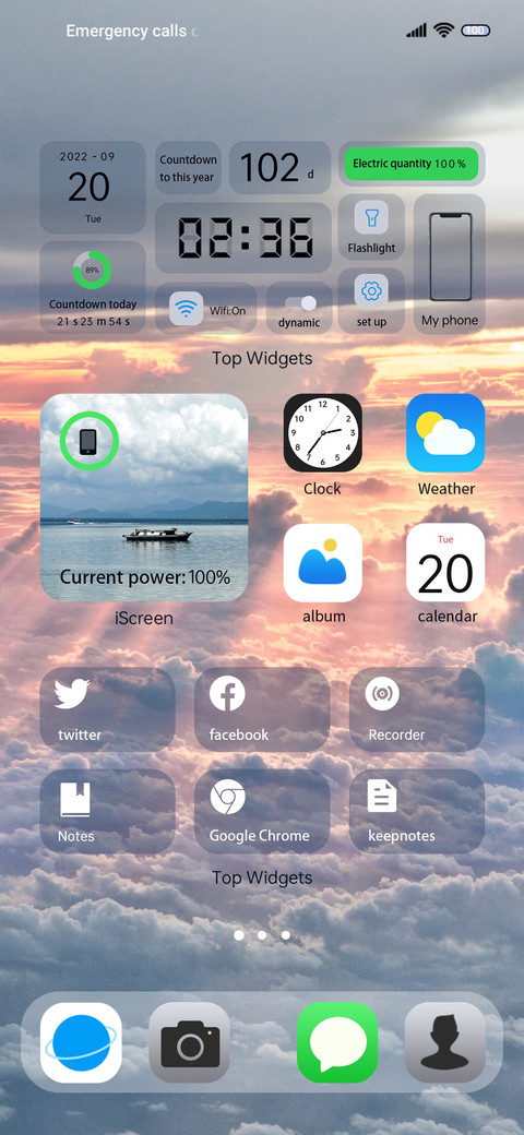 Transparent widget screenshot