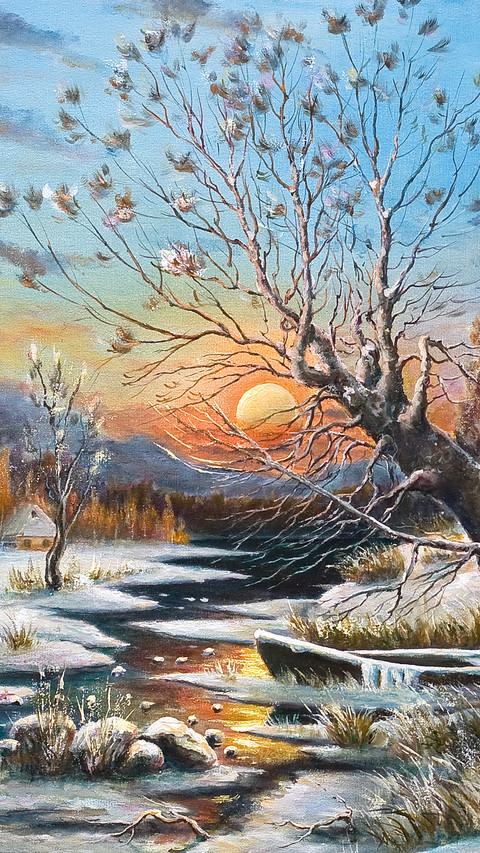 Oil painting on ice and snow screenshot