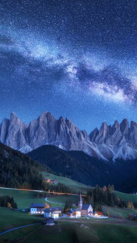 Santa Maddalena and Milky Way at Night in Autumn in Italy screenshot