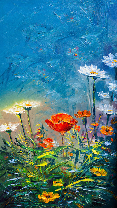 Oil Painting Daisies Flowers in the Garden screenshot