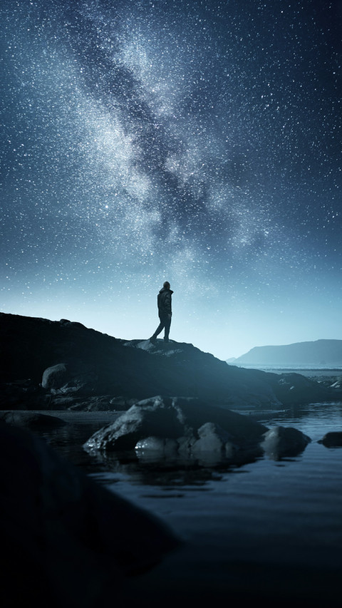 Man Standing Alone Under The Stars screenshot