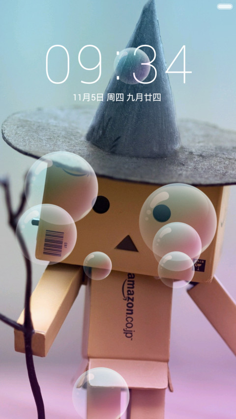 【动态气泡五锁屏】透明心情纸盒人 screenshot