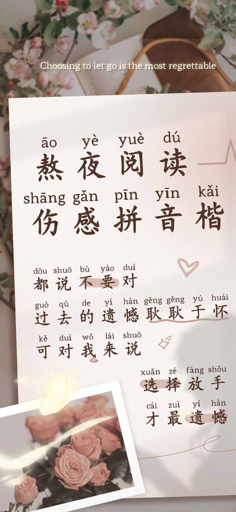 熬夜阅读伤感拼音楷 screenshot