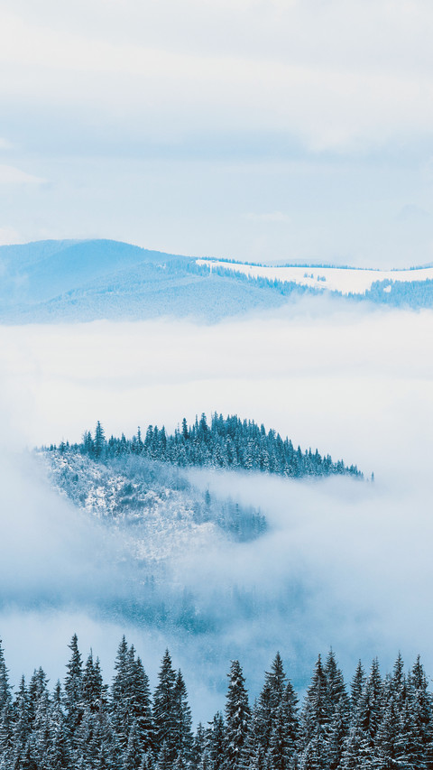 Clouds and mist surround the mountains screenshot