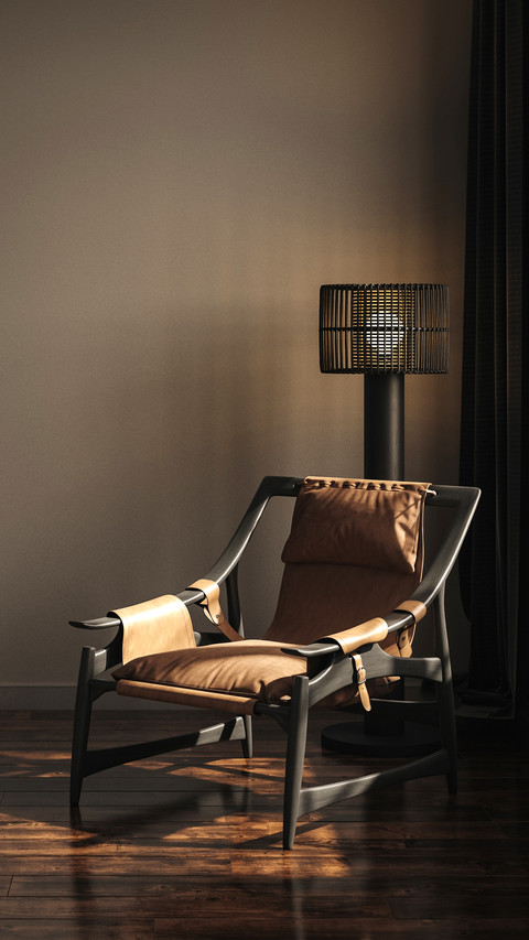Home mockup, modern dark home interior background screenshot