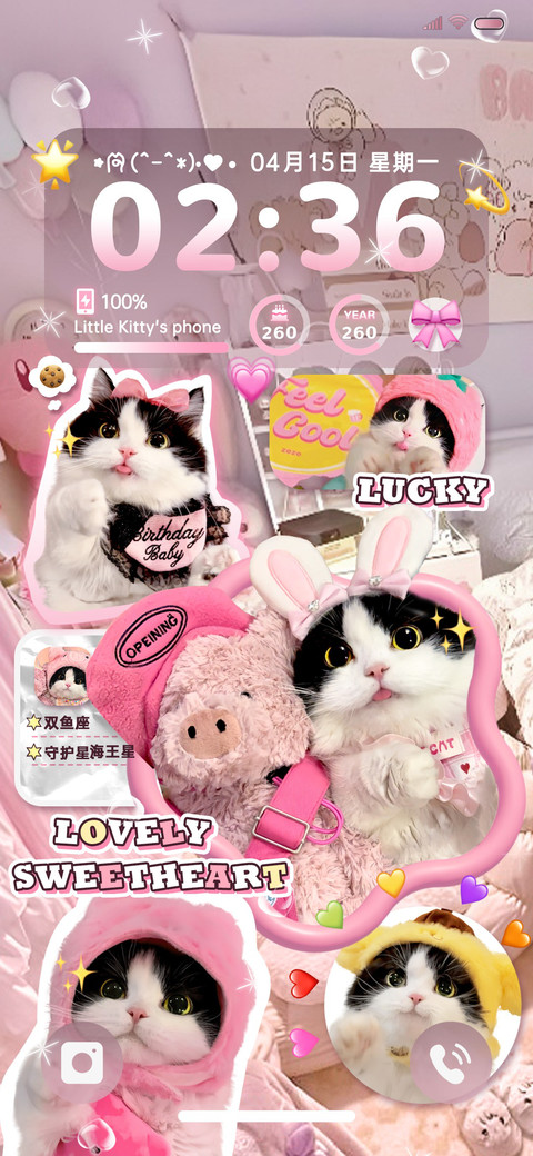 可爱猫猫 粉红贴纸 screenshot