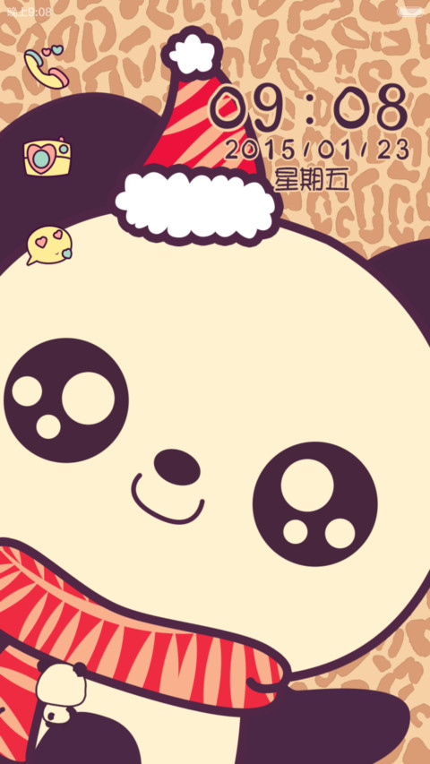 萌萌熊猫你好呀（滑动换锁屏壁纸、音乐锁屏） screenshot