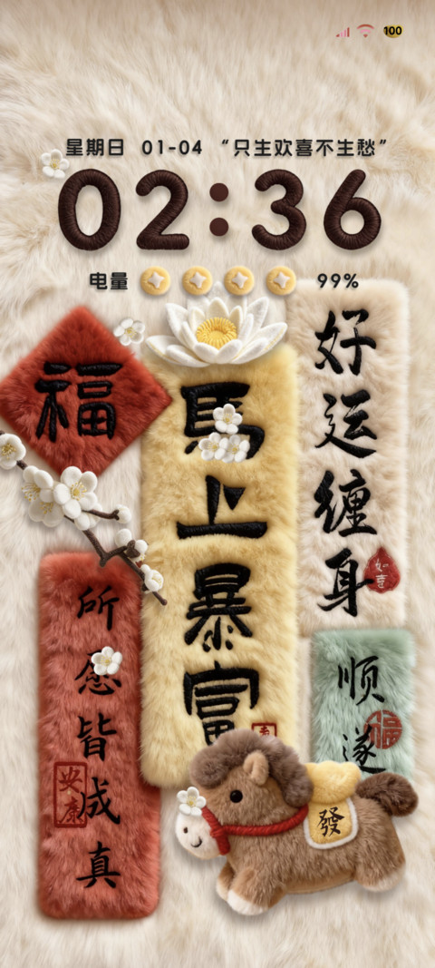 国风新年毛绒文字 screenshot