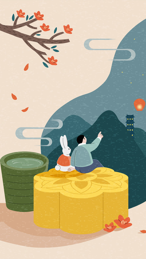 中秋节插画-拍信图库 screenshot