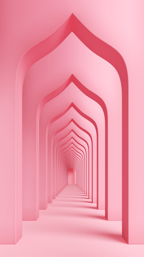 Pink geometric corridor screenshot