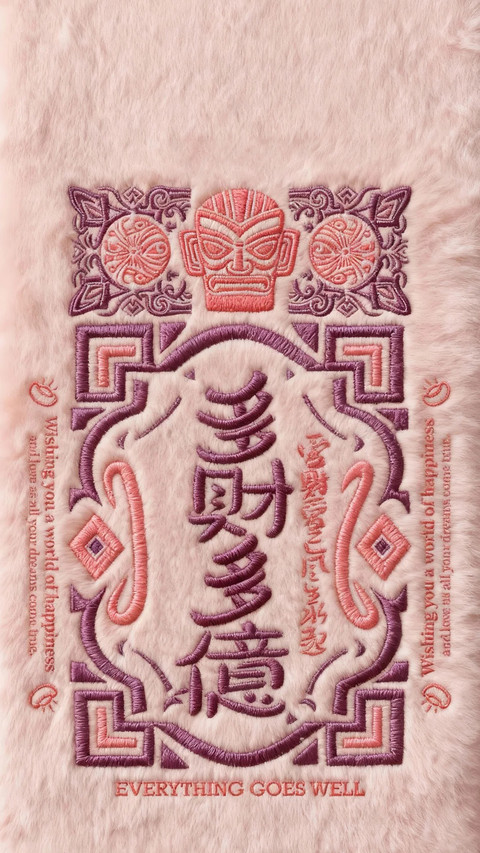 毛茸茸文字好运壁纸-锐景创意 screenshot