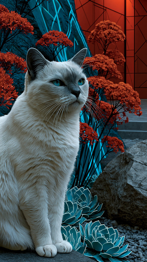 Neon Floral Kitty screenshot