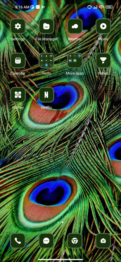 Peacock feathers screenshot