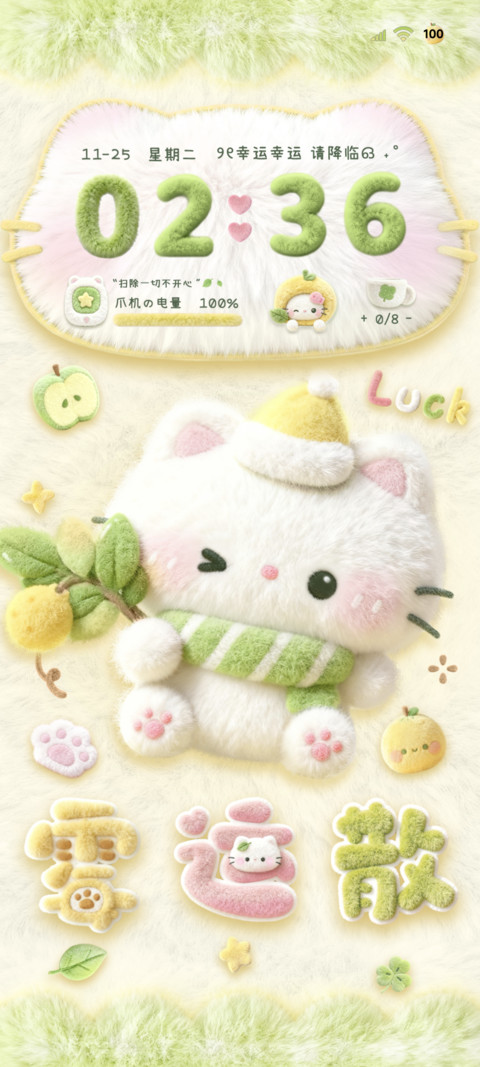 毛绒柚子叶好运猫猫 screenshot