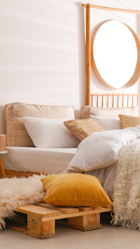 Stylish modern room interior with comfortable bed screenshot