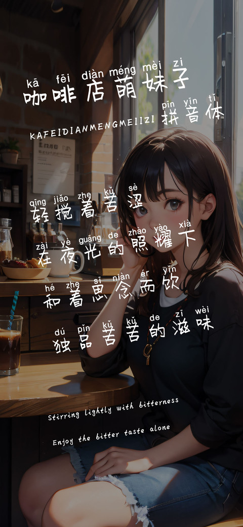 咖啡店萌妹子拼音体 screenshot