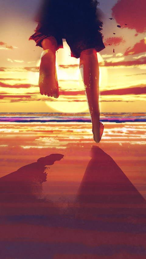 Man feet running on the beach screenshot