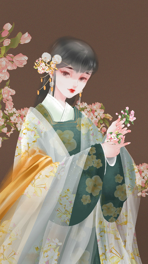 Beautiful Girl in A Long Dress is Holding Flowers screenshot