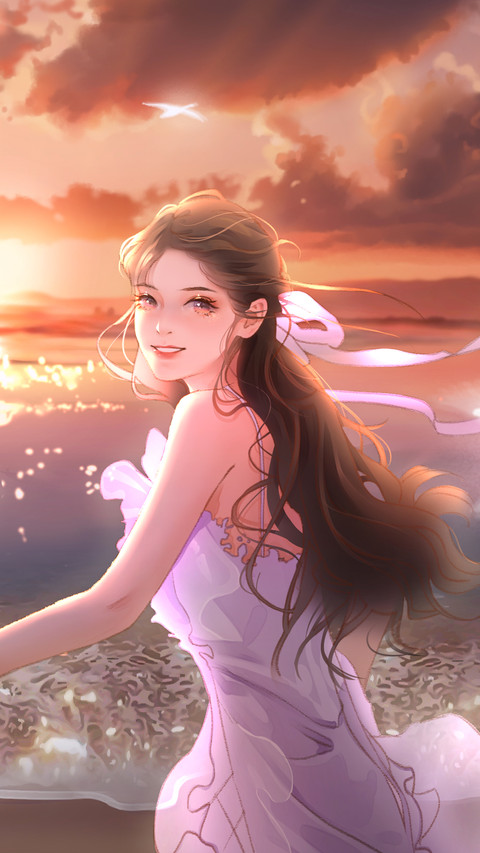 An Anime girl Running on The Beach screenshot