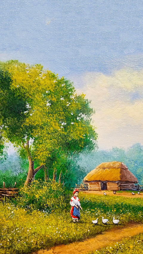 Rural Countryside Farmland Oil Painting screenshot