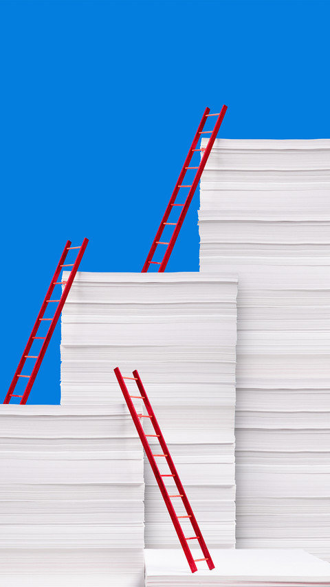 A ladder for climbing the pile of paper screenshot
