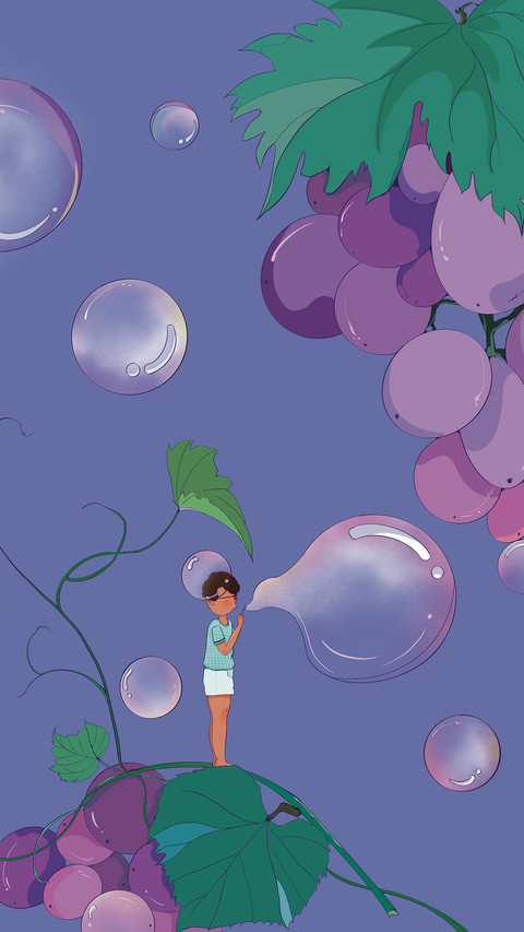 Grapes and Bubble Blowing Boy screenshot