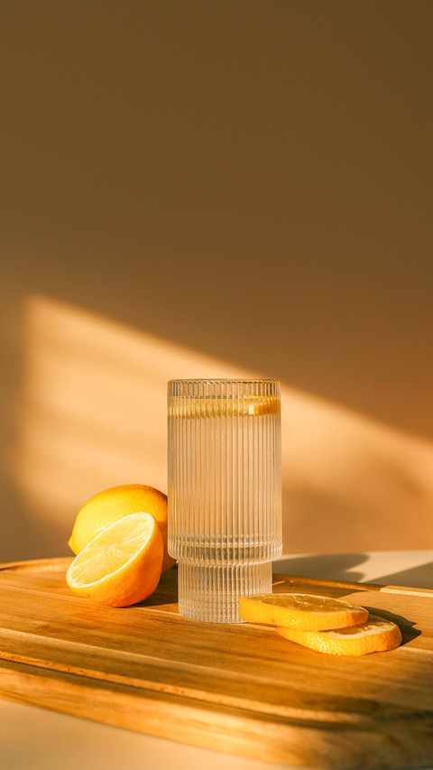 Glass of water with lemon, good morning concept screenshot