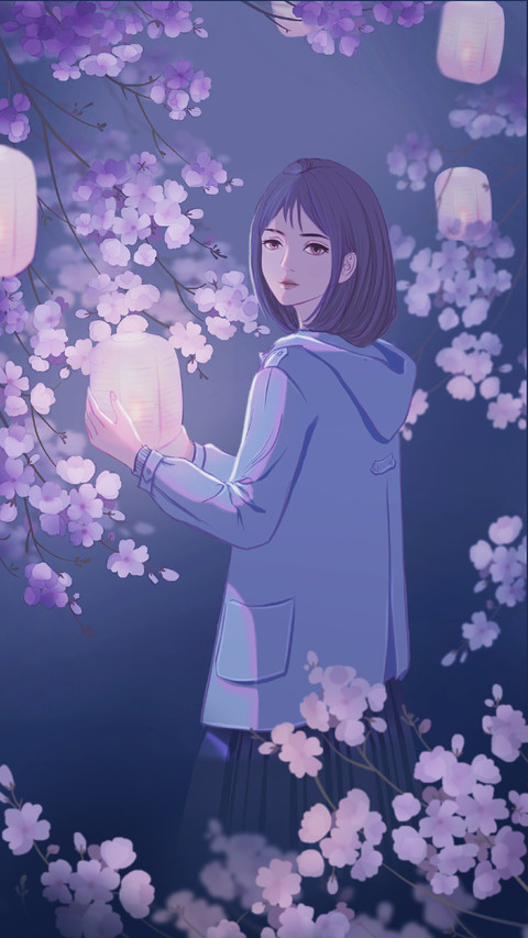 The Girl Stand in The Flowers With A Lantern in Her Hand screenshot