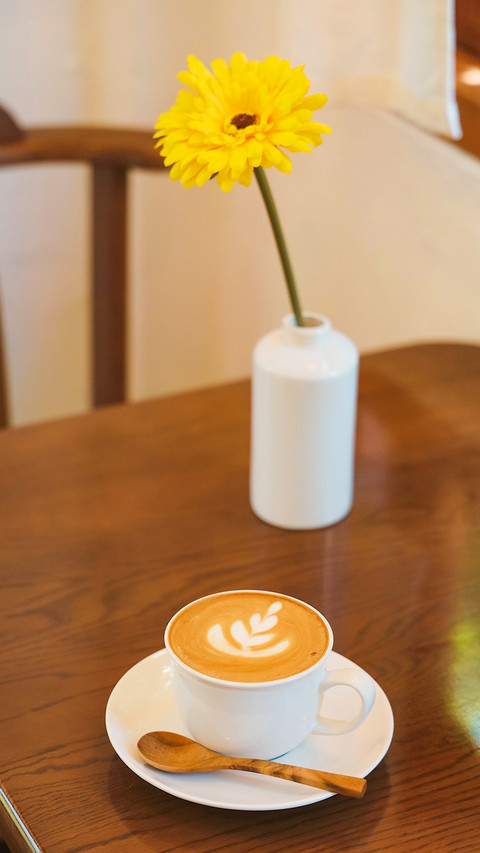 A cup of coffee latte art on wooden table screenshot