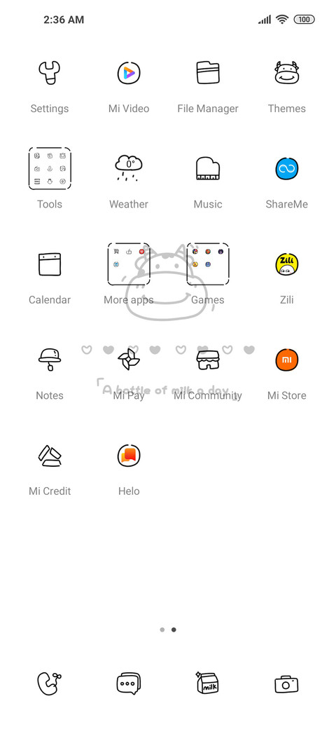 Milk calendar screenshot