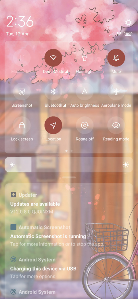 Gravity sensor screenshot