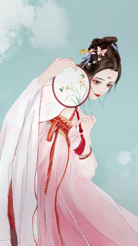 Beautiful Woman in Costume Holding A Fan screenshot