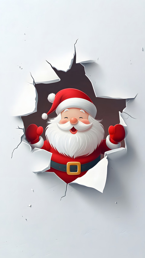 Festive Santa Peeking, Bringing Joy Through the Cardboard screenshot